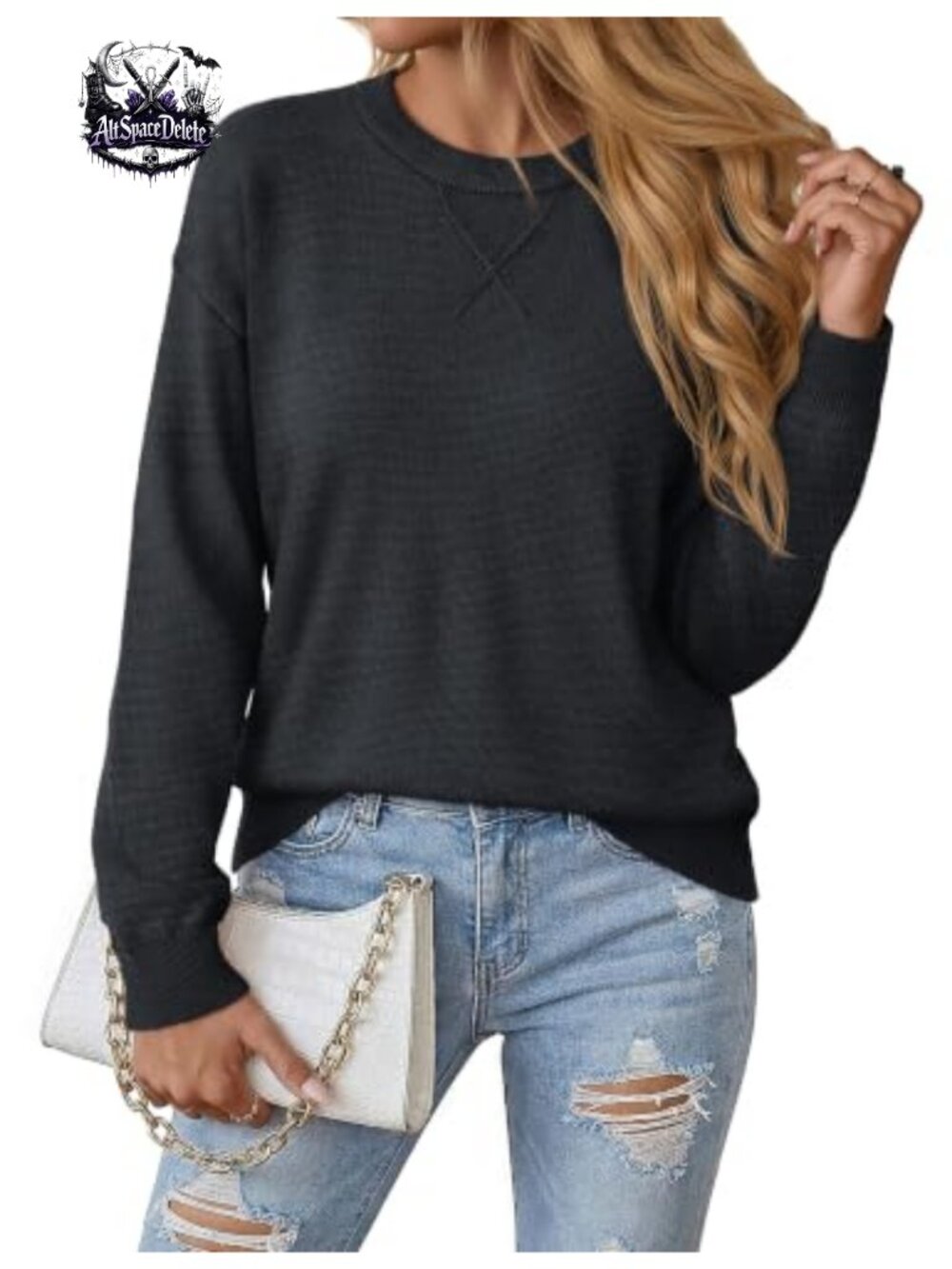 Women's Long Sleeve Wool Blend Crewneck Pullover Sweater Lightweight Knit